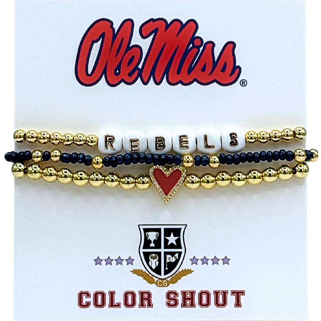 Color Shout Ole Miss Love My College Bracelet Stack In Gold