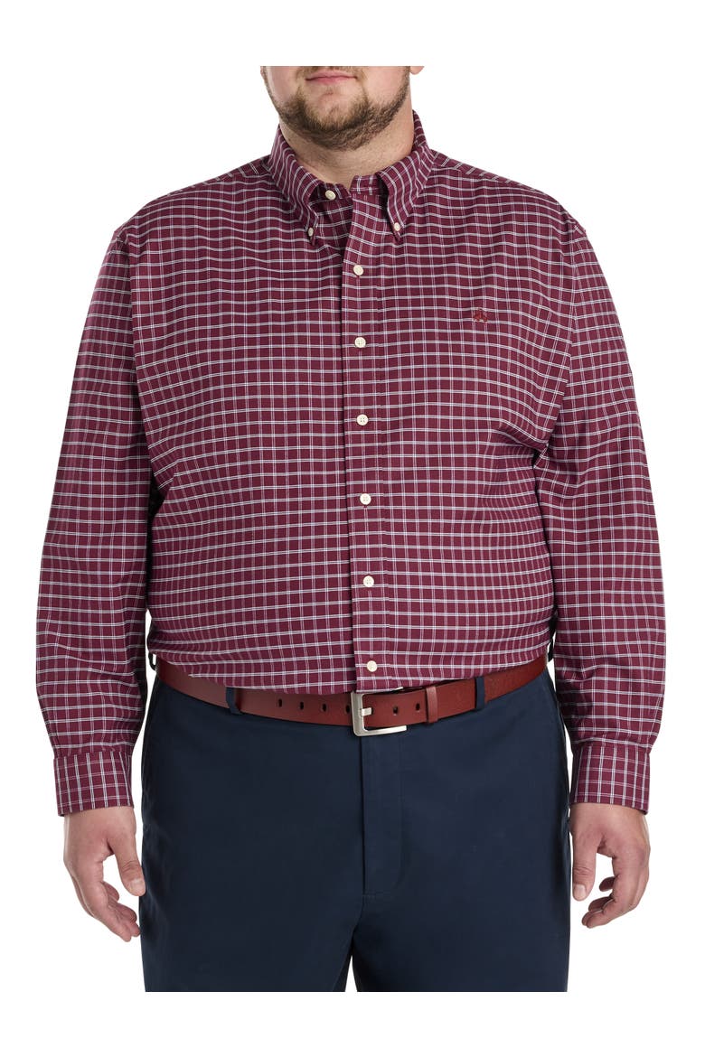 Big & Tall Non-Iron Check Sport Shirt, Main, color, ZINFANDEL