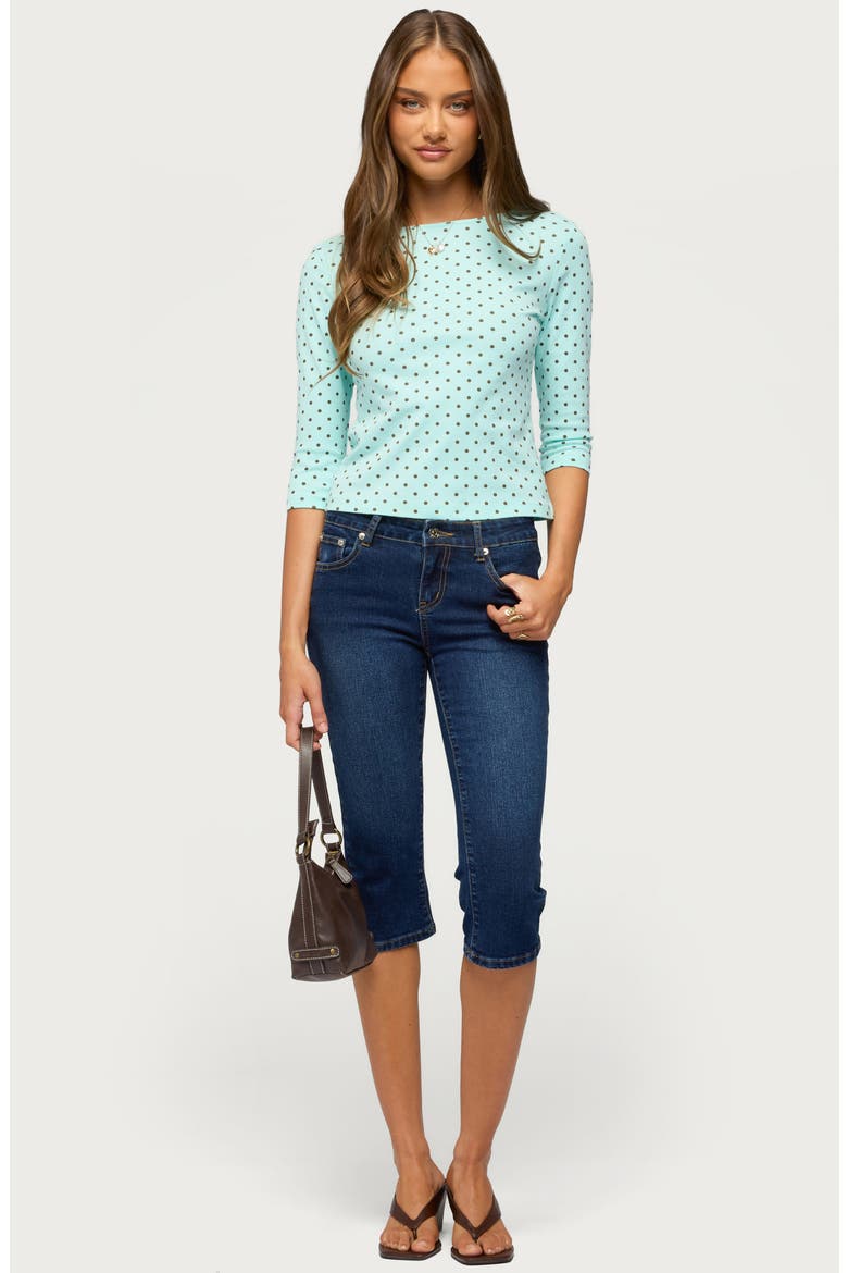 Lela Polka Dot Top, Alternate, color, AQUA-AND-BROWN