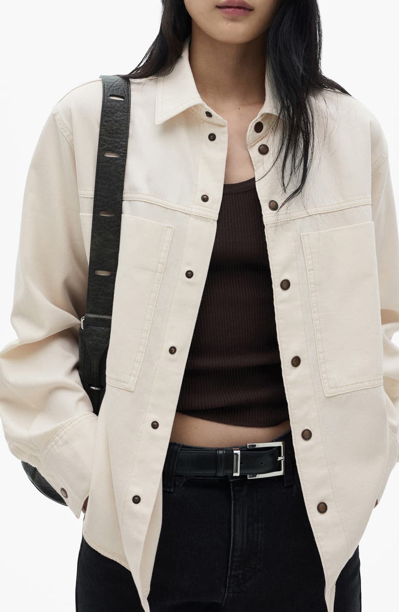 MANGO Patch Pocket Denim Overshirt, Main, color, 