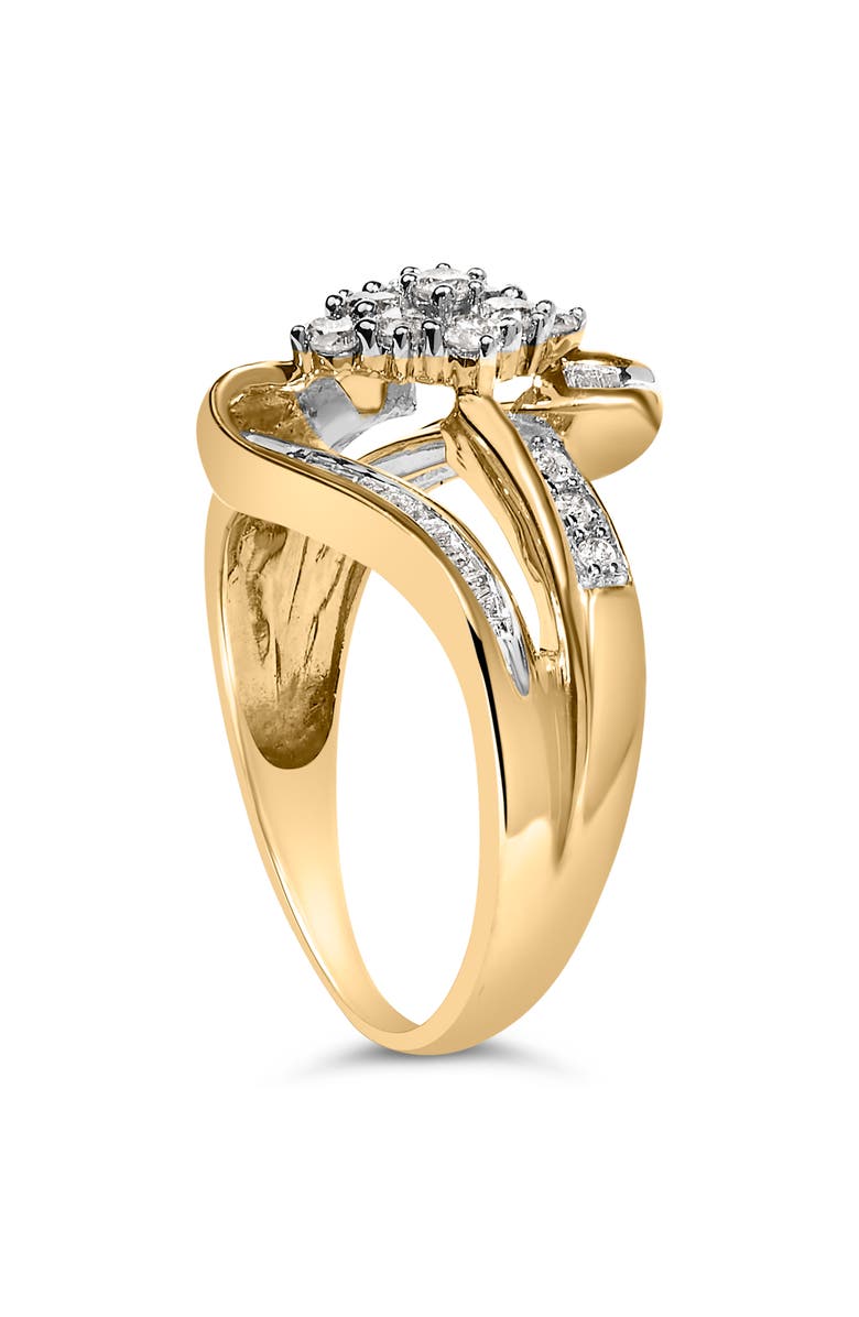 Haus of Brilliance 10K Yellow Gold 1/2 cttw Diamond Cluster Cocktail Ring, Alternate, color, Yellow Gold