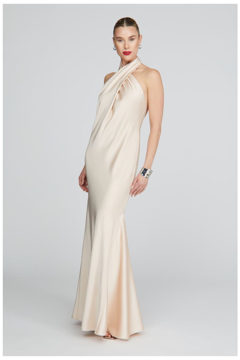 Ninette Satin Gown, Alternate, color, Pearl