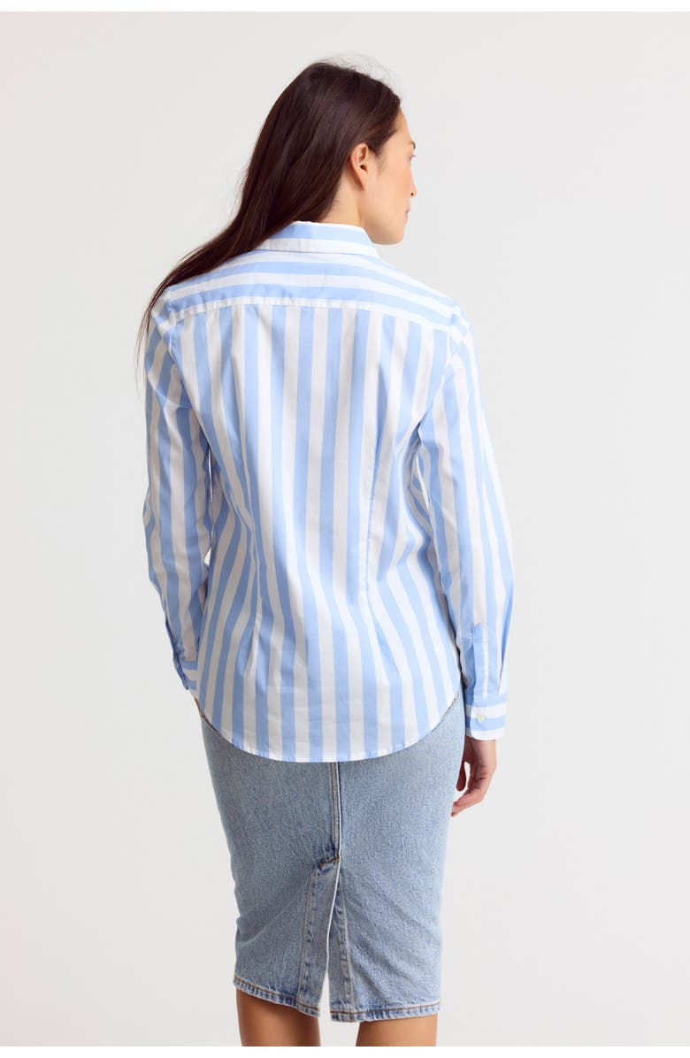 The Shirt by Rochelle Behrens The Boyfriend Shirt in Stripe, Alternate, color, Wide Sky Blue/White Stripe