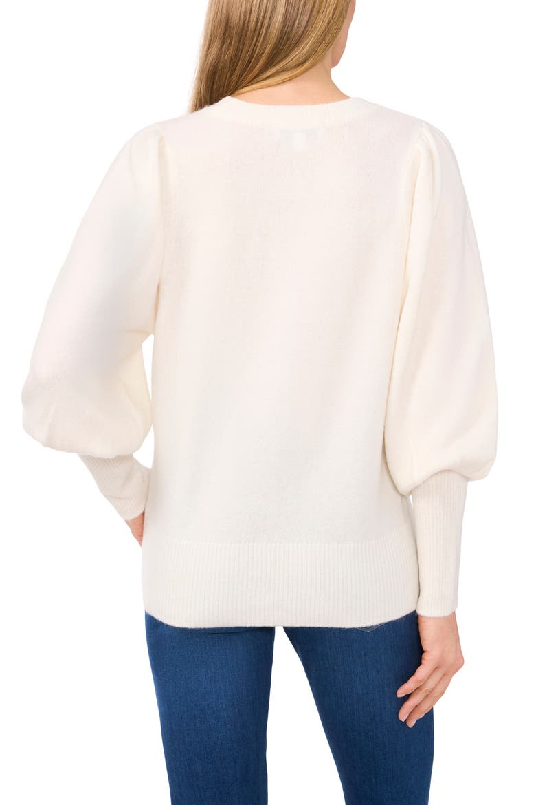 Sequin Floral Appliqué Sweater, Alternate, color, ANTIQUE WHITE
