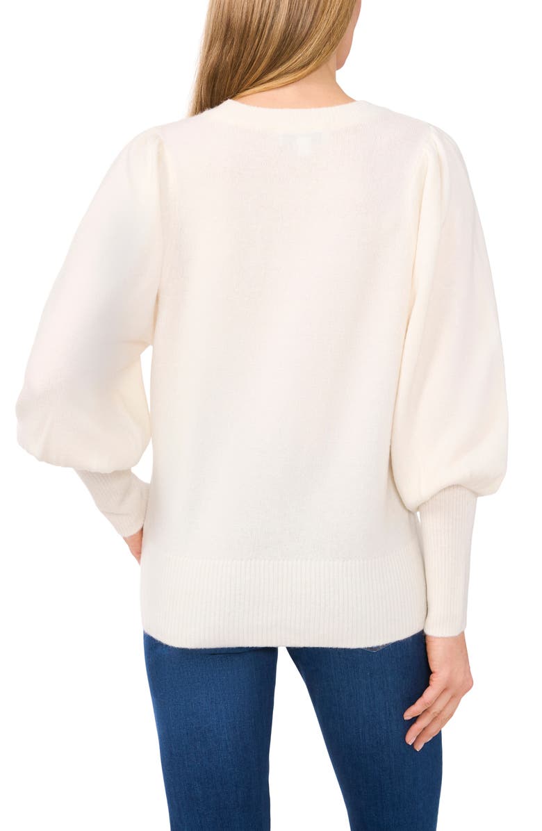 CeCe Sequin Floral Appliqué Sweater, Alternate, color, 