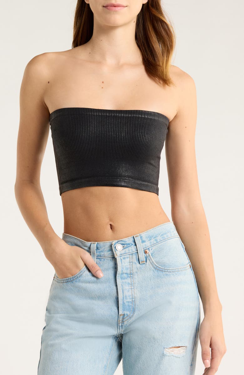 Free People Amelia Foil Bandeau Top, Alternate, color, Black Combo