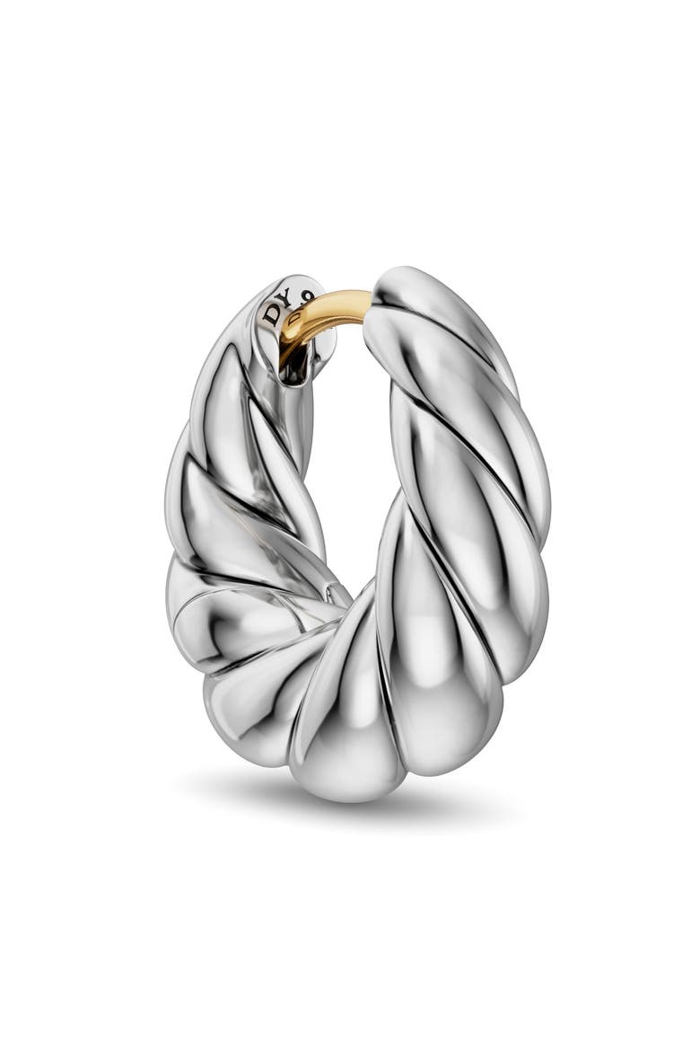 Sculpted Cable Tapered Hoop Earrings, Alternate, color, SILVER