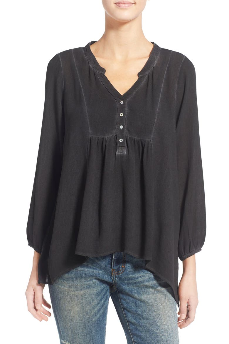 Washed Peasant Blouse, Main, color, WASHED BLACK