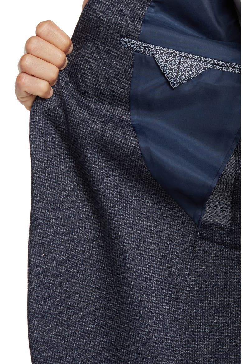 Micro Houndstooth Two Button Notch Lapel Blazer, Alternate, color, NAVY