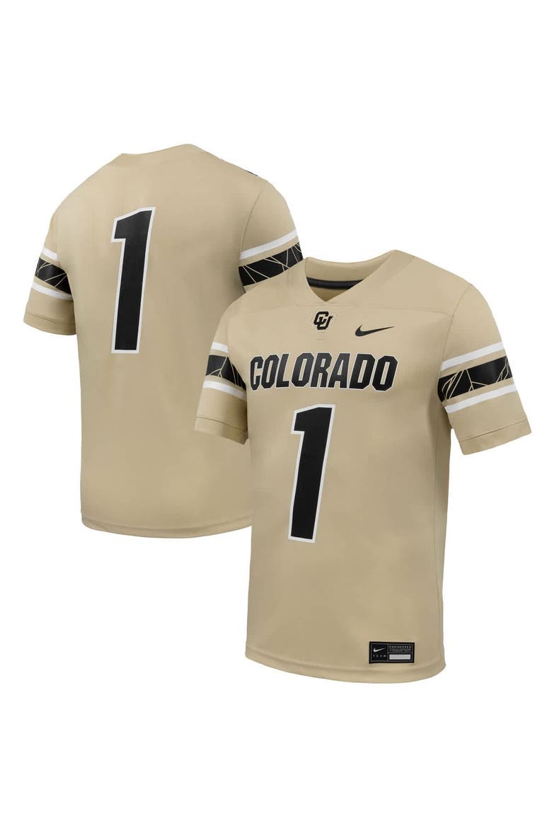 Men's Nike #1 Gold Colorado Buffaloes Football Game Jersey, Main, color, Gold