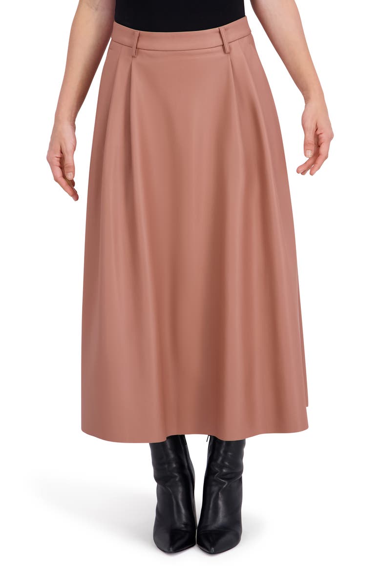 Supersoft Faux Leather Pocketed Maxi Skirt, Main, color, MOCHA