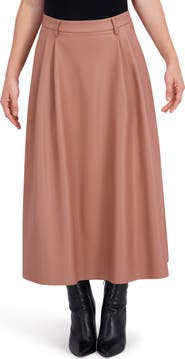 Ookie & Lala Supersoft Faux Leather Pocketed Maxi Skirt