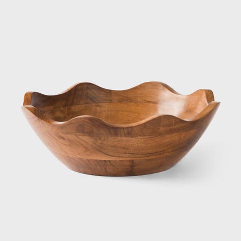 Acacia Wood Scallop Bowl