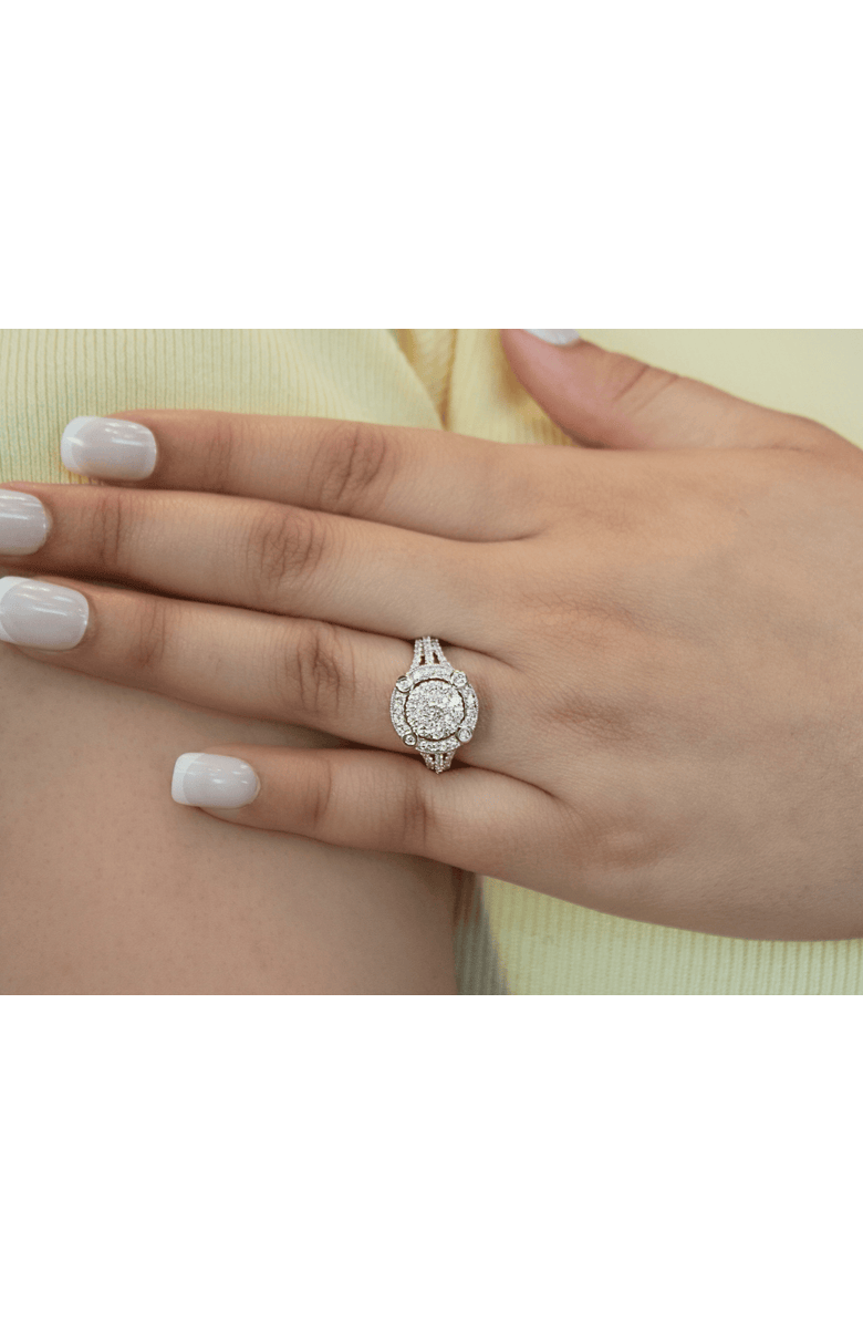 LuvMyJewelry Nebula 14K Gold Round Diamond Studded Halo Cluster Ring - 1cts, Alternate, color,