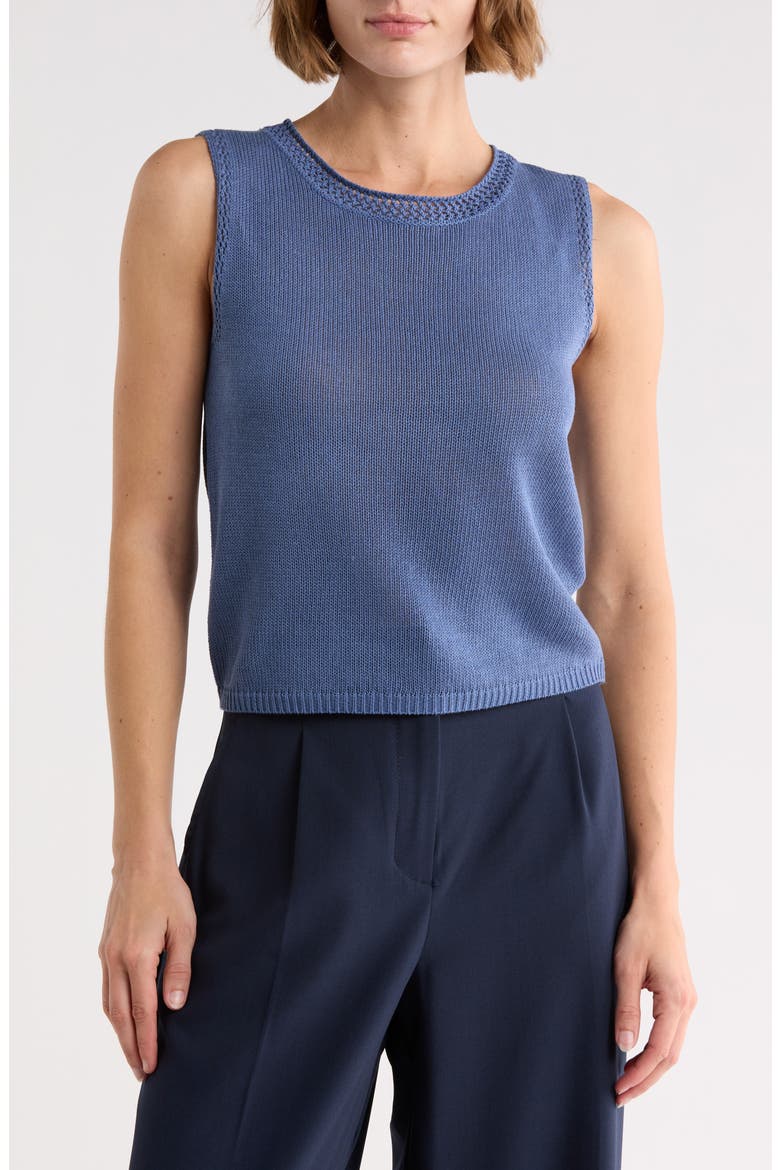 Pointelle Sweater Tank, Main, color, DENIM