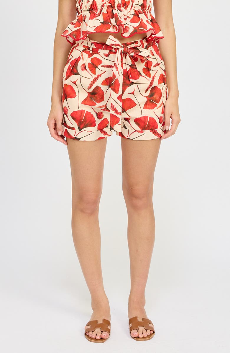 En Saison Josie Print Tie Waist Shorts, Main, color, 