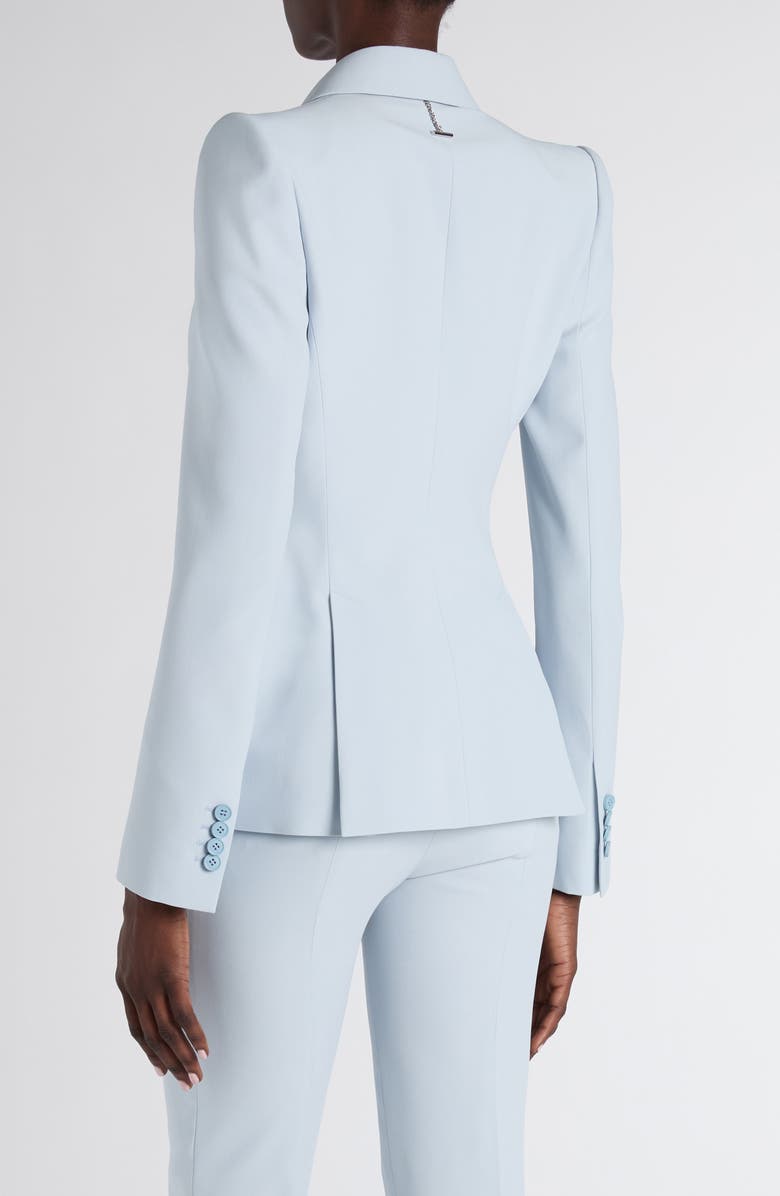 McQueen Leaf Crepe Jacket, Alternate, color, Turquoise Blue