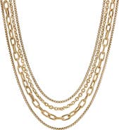 David Yurman Four Row Mixed Chain Bib Necklace in 18K Yellow Gold
