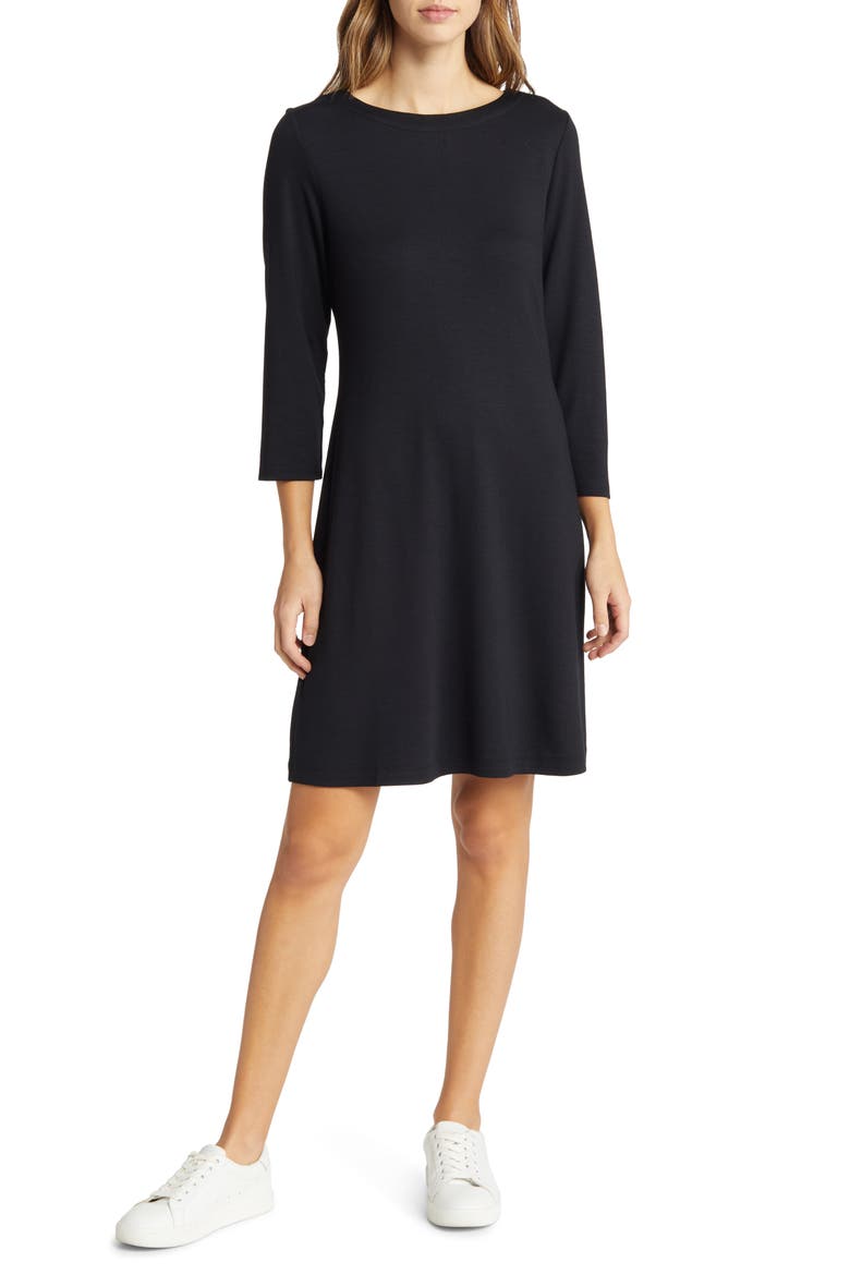 Darcy Three-Quarter Sleeve Minidress, Main, color, BLACK
