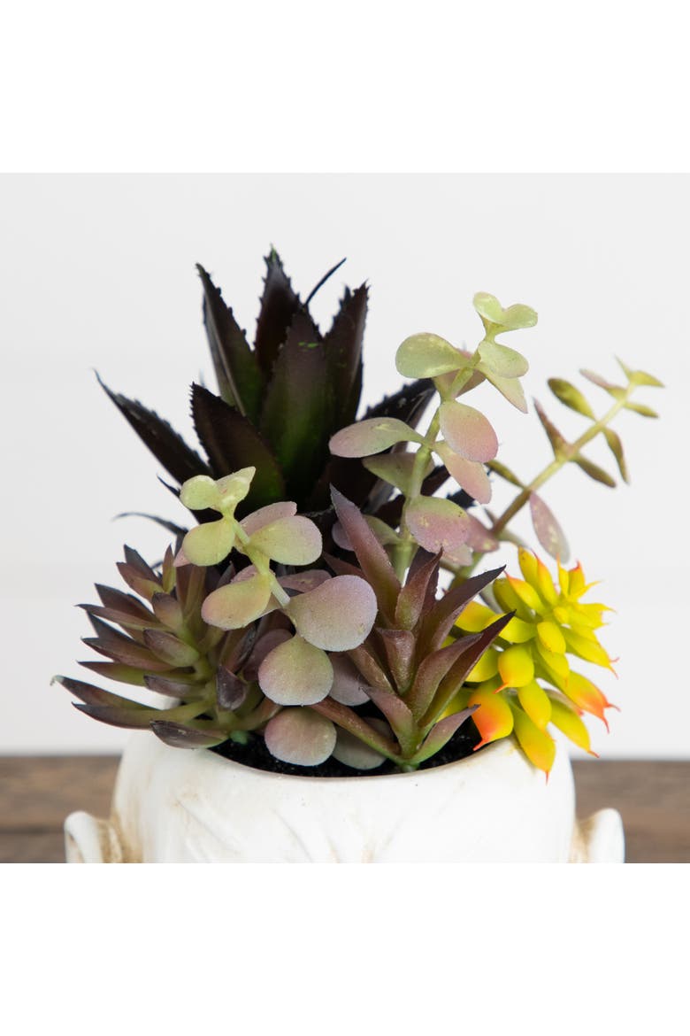 8-in Artificial Halloween Succulent Garden in Zombie Halloween Planter, Alternate, color, White/Green