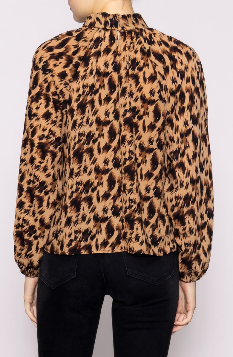 MELLODAY Twist Neck Long Sleeve Top, Alternate, color, Taupe Animal