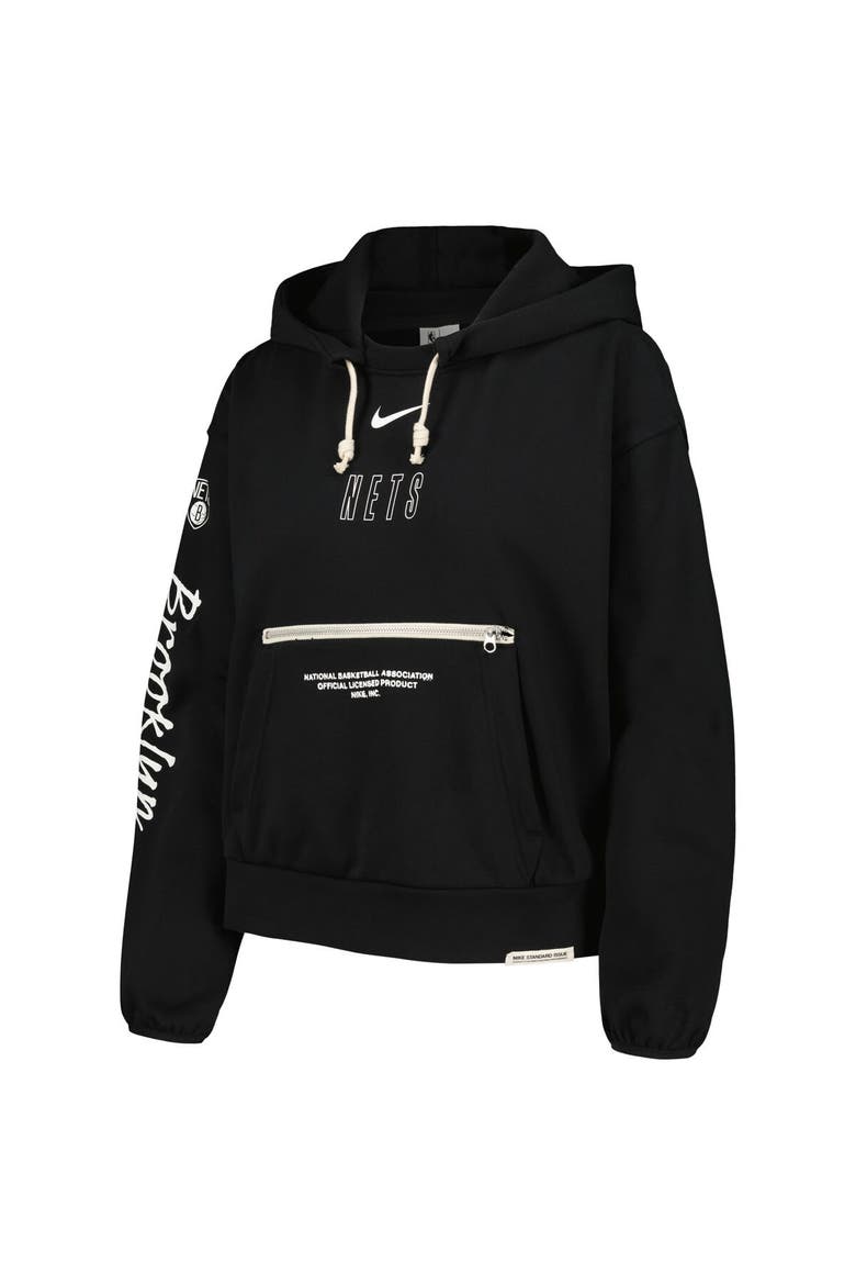 Women's Nike Black Brooklyn Nets Courtside Standard Issue Performance Pullover Hoodie, Alternate, color, Black