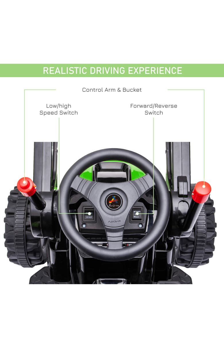 Aosom 6V Kids Ride on Excavator with High/Low Speed, Sound, Alternate, color, Green