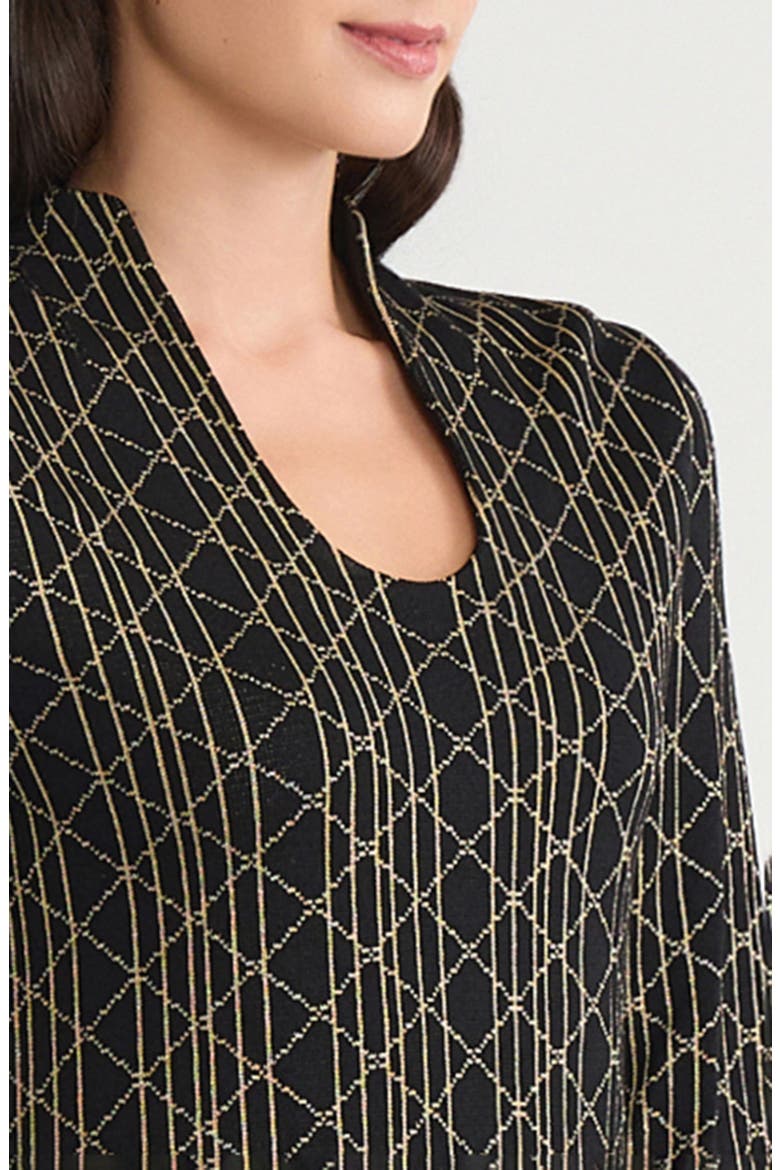 Art Deco Lurex Soft Knit Tunic, Alternate, color, Black/Gold