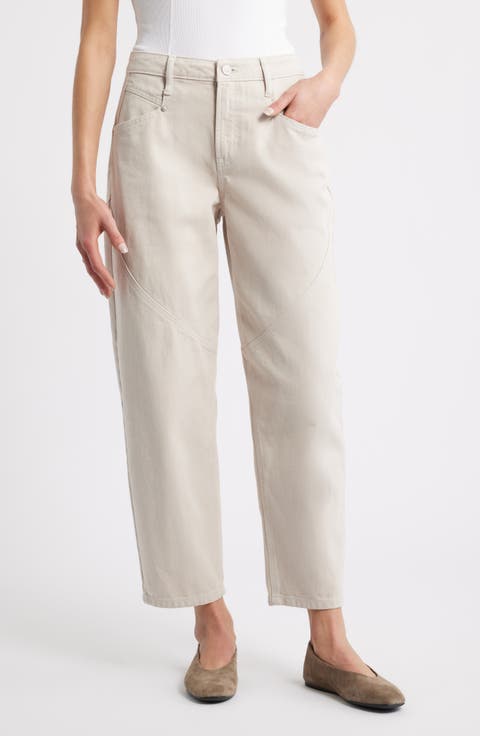 Spliced Seam Barrel Leg Jeans