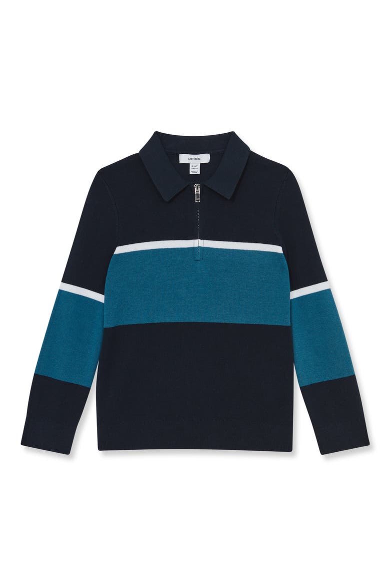 Kids' Jason Half Zip Sweater, Main, color, NAVY BLUE/ AIRFORCE BLUE