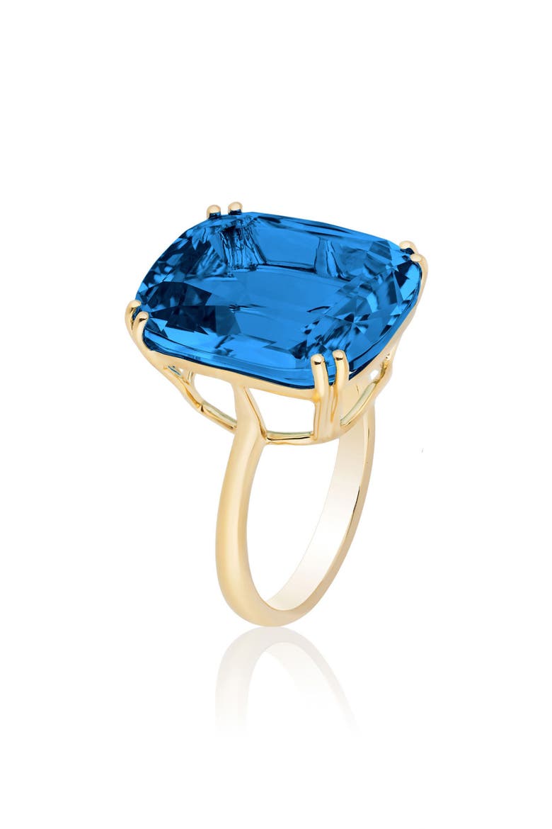Gossip Cushion Cut Cocktail Ring, Main, color, LONDON BLUE TOPAZ