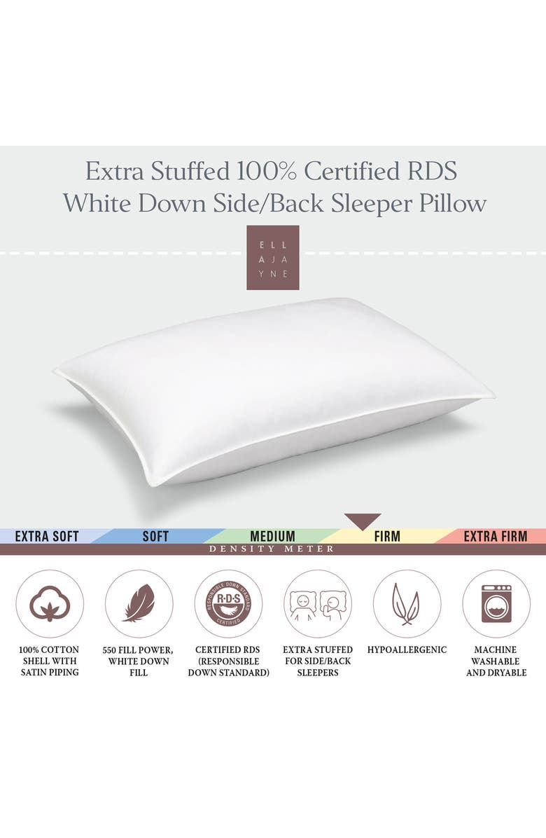 ELLA JAYNE HOME White Down 100% Certified RDS Firm Side/Back Sleeper Pillow, Alternate, color, White