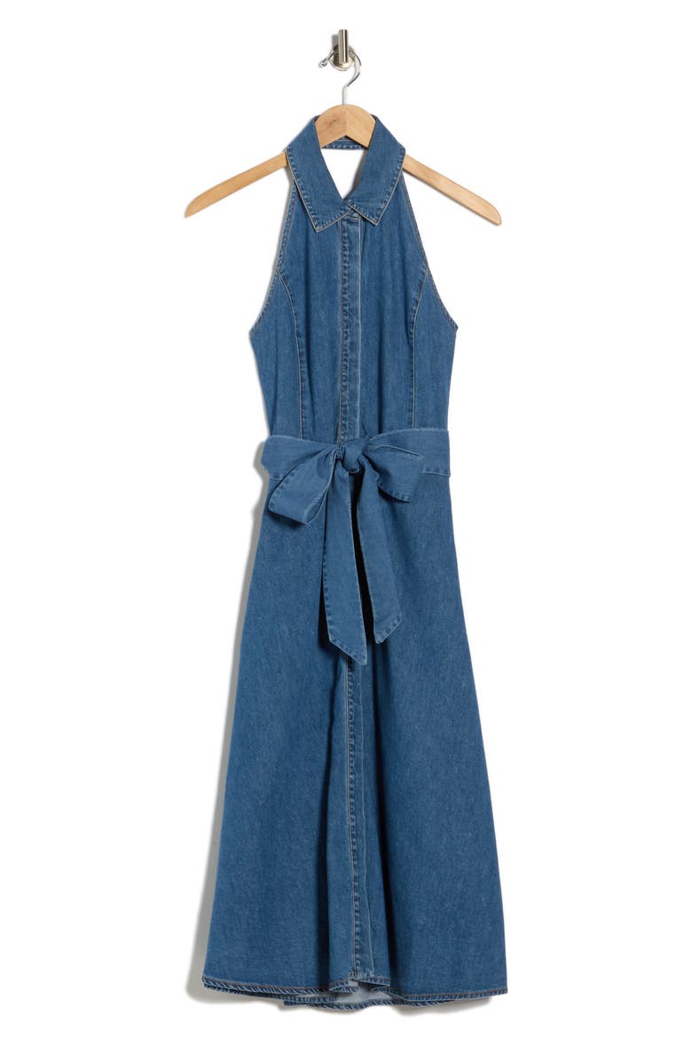 Chassidy Chambray Halter Dress, Alternate, color, MEDIUM INDIGO CHAMBRAY