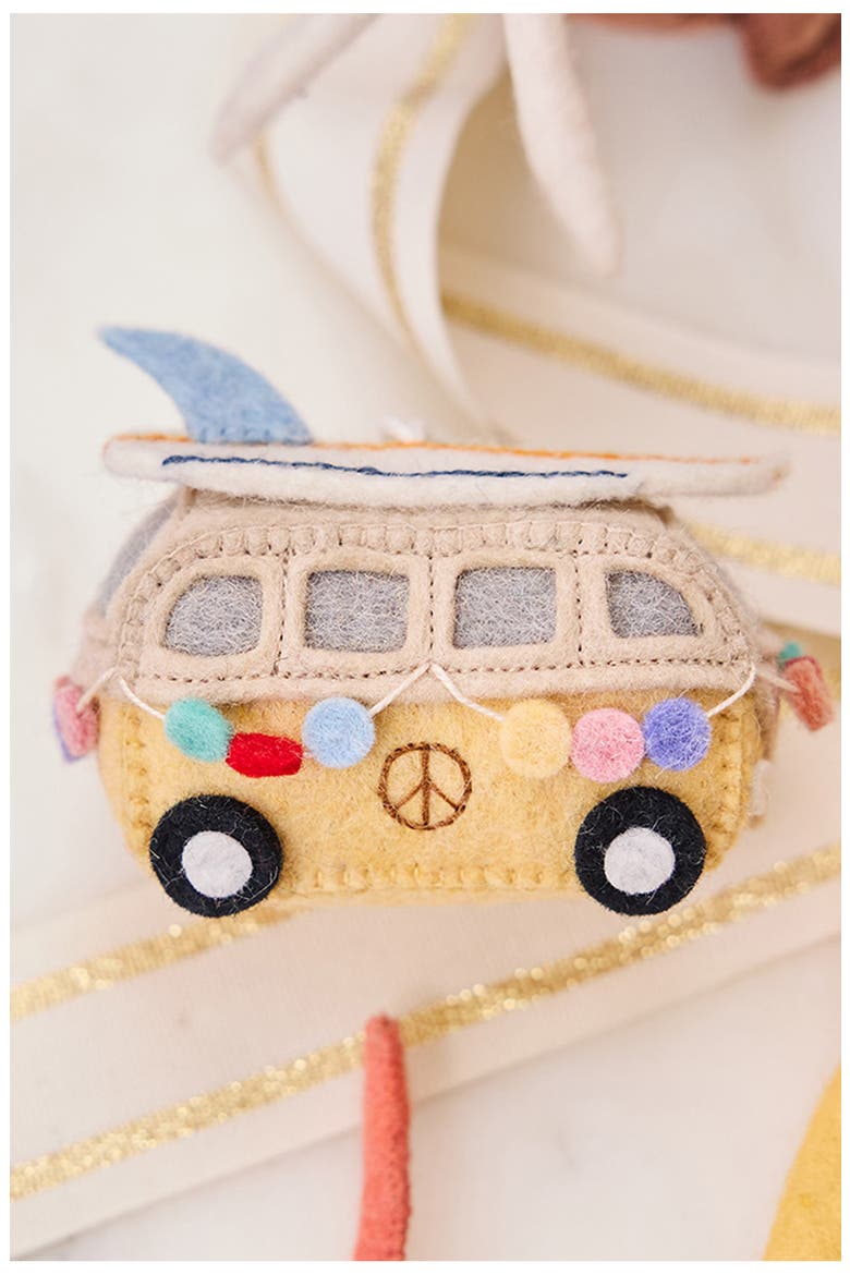 Surf's Up Hippie Bus Ornament, Alternate, color, YELLOW