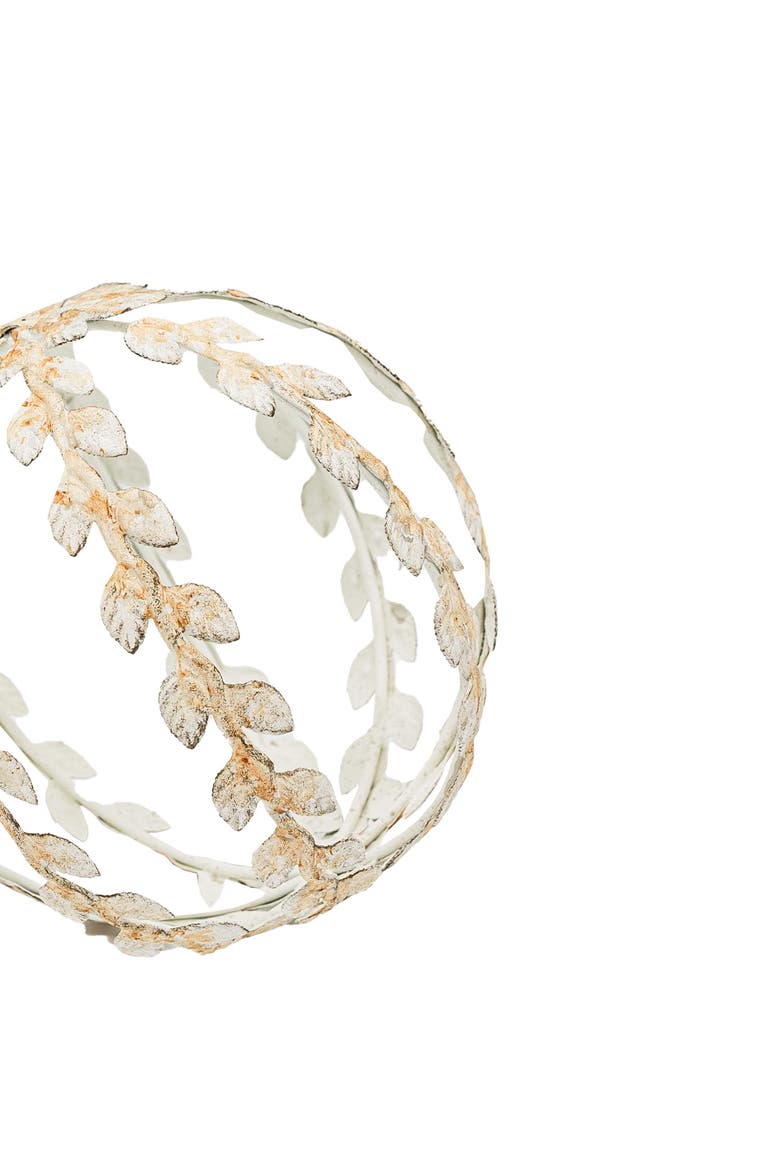 Floral Sphere Decorative Accent, Alternate, color, White