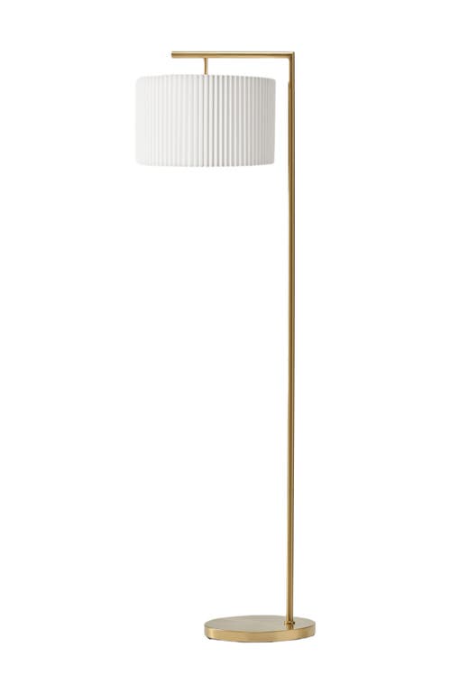 Brightech Montage Modern 60" LED Smart Home Compatible Floor Lamp with Pleated Lamp Shade, Bulb Included in Antique Brass 