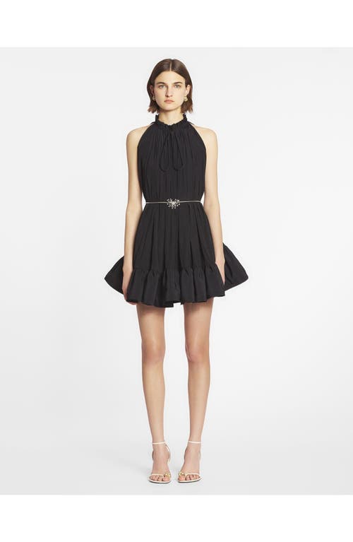 Lanvin Short Ruffle Dress Front Drawstring In Black