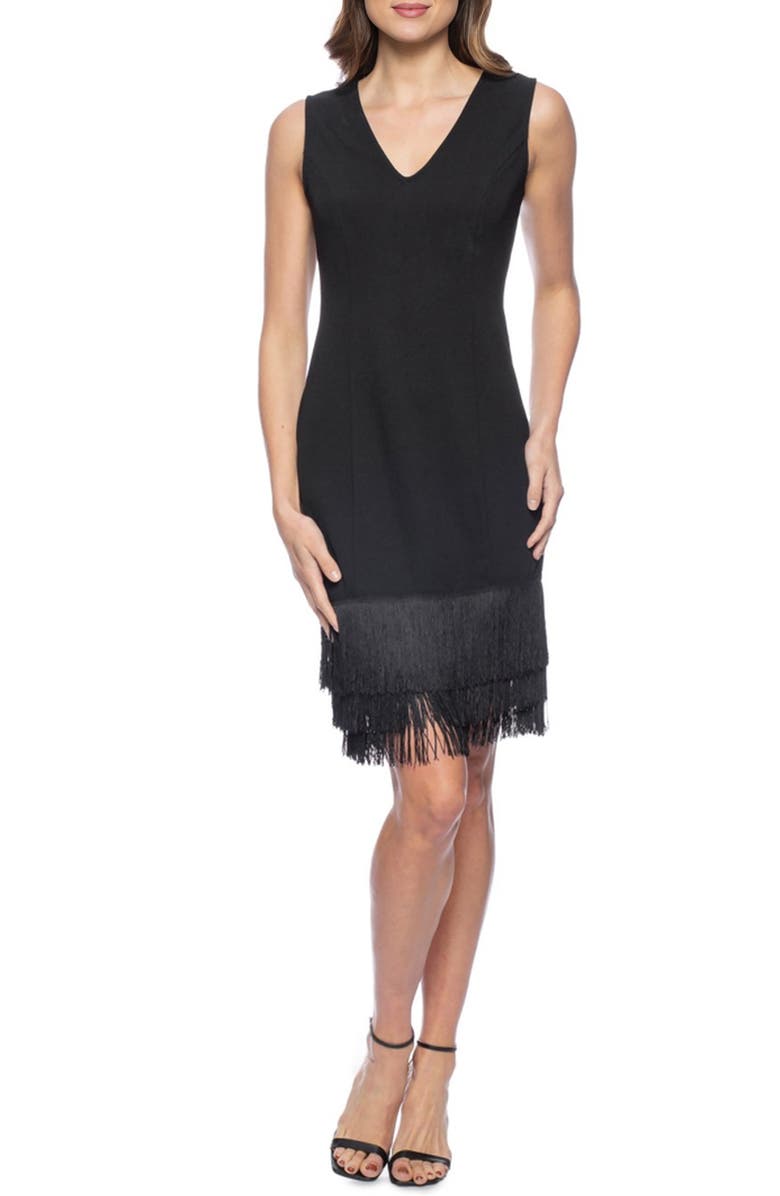 Marina V-Neck Fringe Sheath Dress, Main, color,