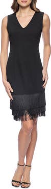Marina V-Neck Fringe Sheath Dress