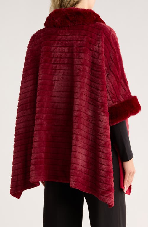 Nanette Lepore Collared Faux Fur Ruana In Burgundy