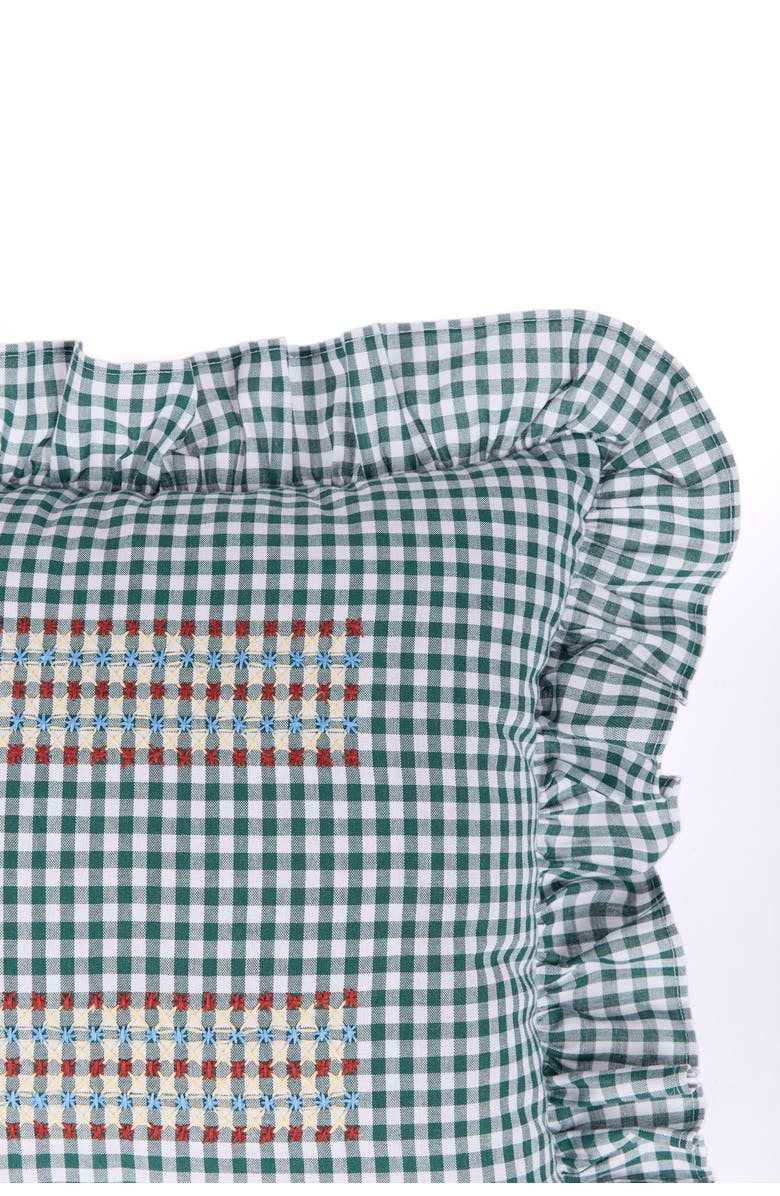 Casa Edel Vuelitos Embroidered Cushion, Alternate, color, Forest Green