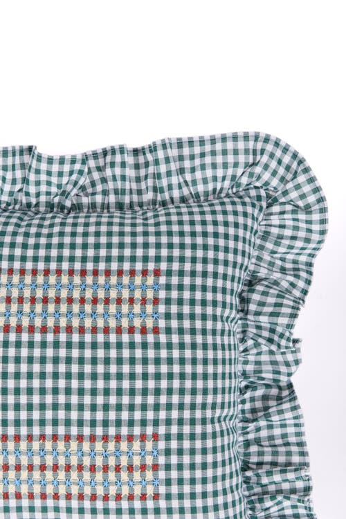 Casa Edel Vuelitos Embroidered Cushion In Green