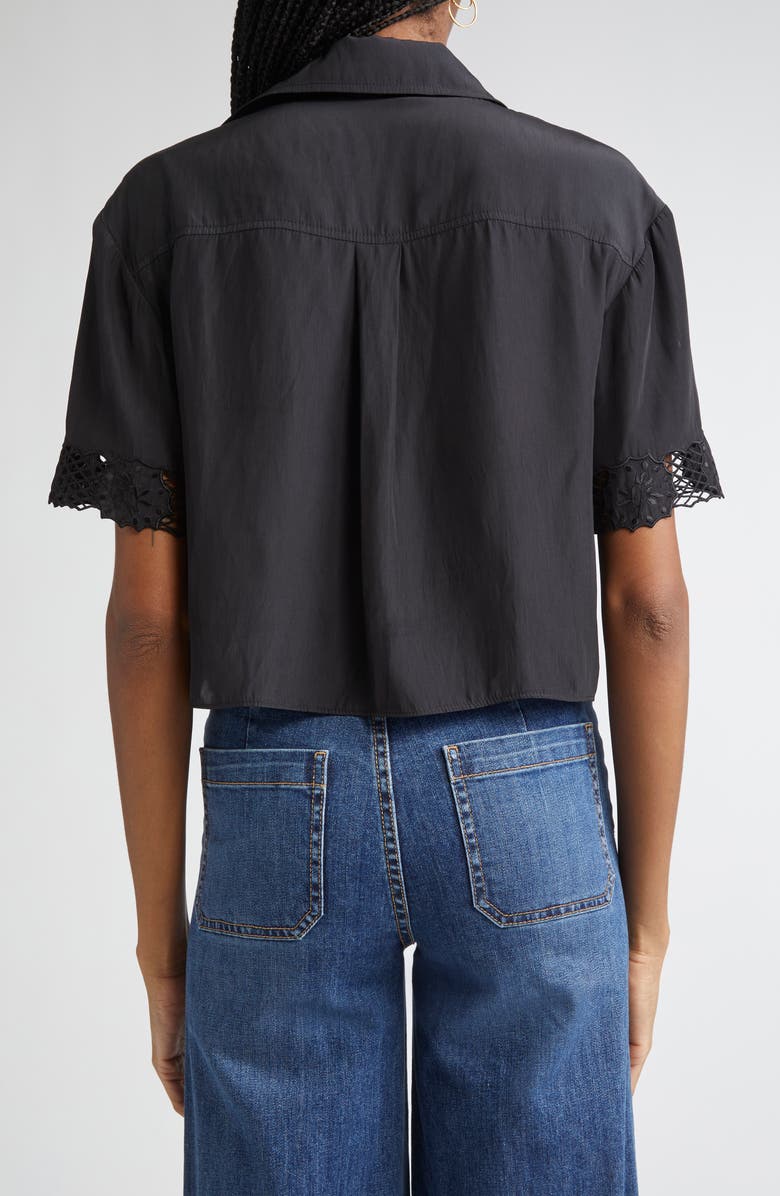 Ramy Brook Tania Embroidered Boxy Crop Shirt, Alternate, color, Black