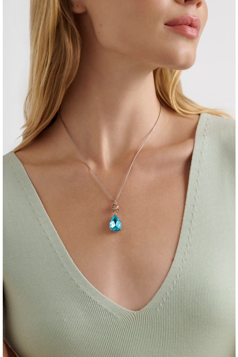 Tearsa Crystal Teardrop Pendant Necklace, Alternate, color, METALLIC SILVER