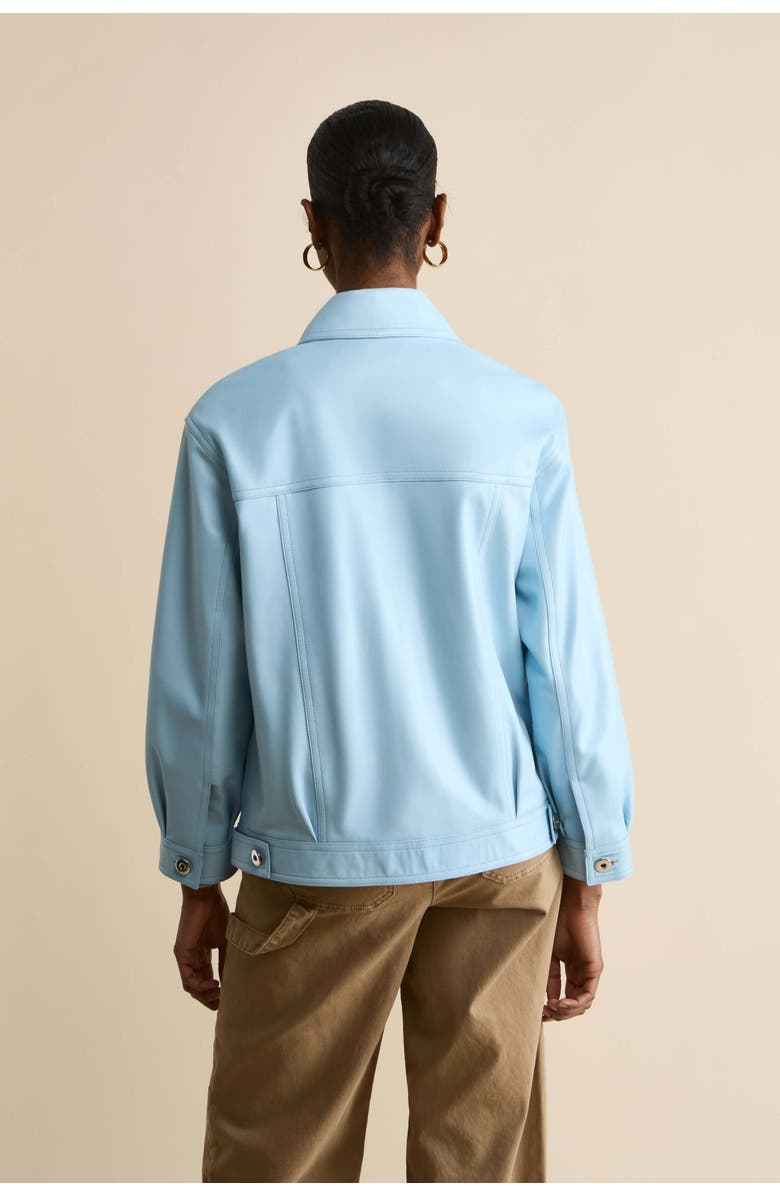 Furniq UK Bobbie Leather Shirt Jacket, Alternate, color, Blue