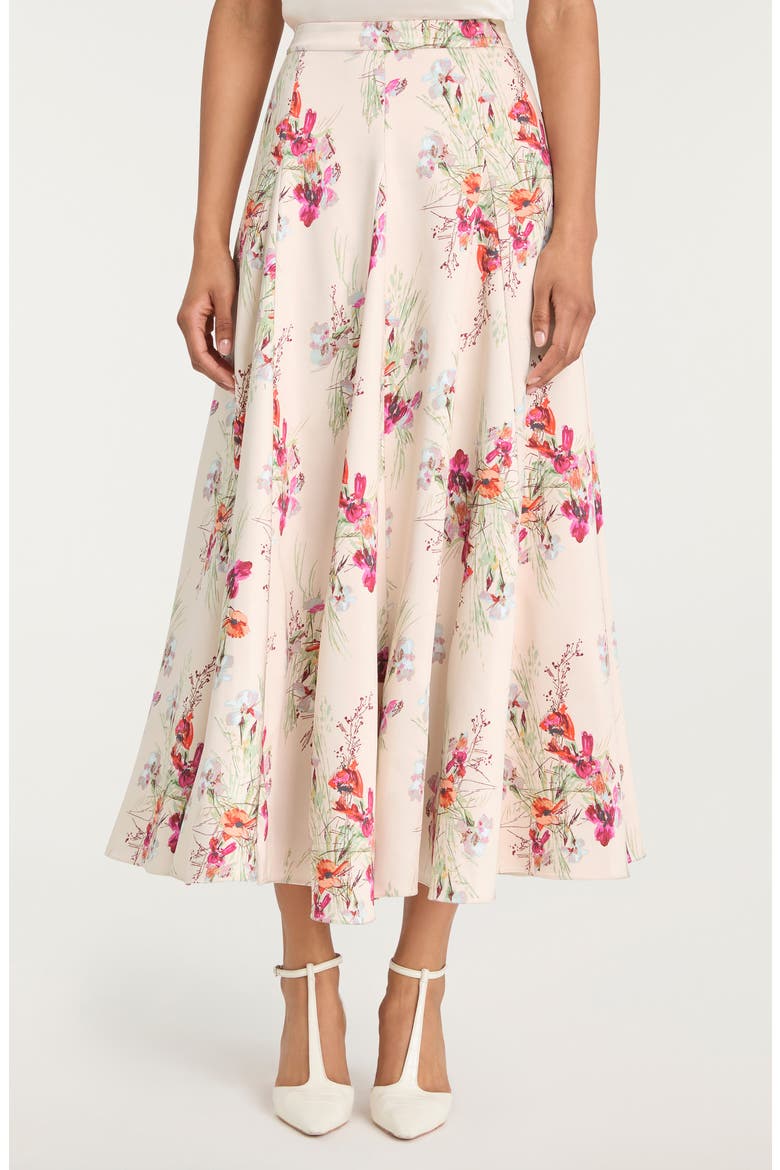 Hilda Bouquet Godet Skirt, Main, color, OATMILK MULTI