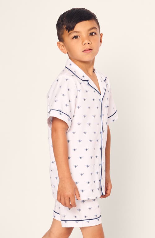 Petite Plume Kids' Bee Print Two-piece Short Pajamas In White