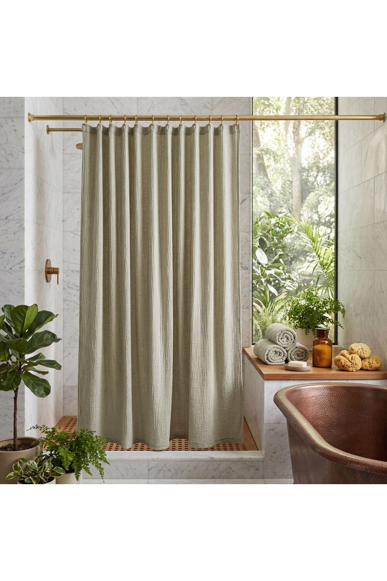 Soho Supersoft 4-Layer Cotton Gauze Shower Curtain, Alternate, color, Sage Green