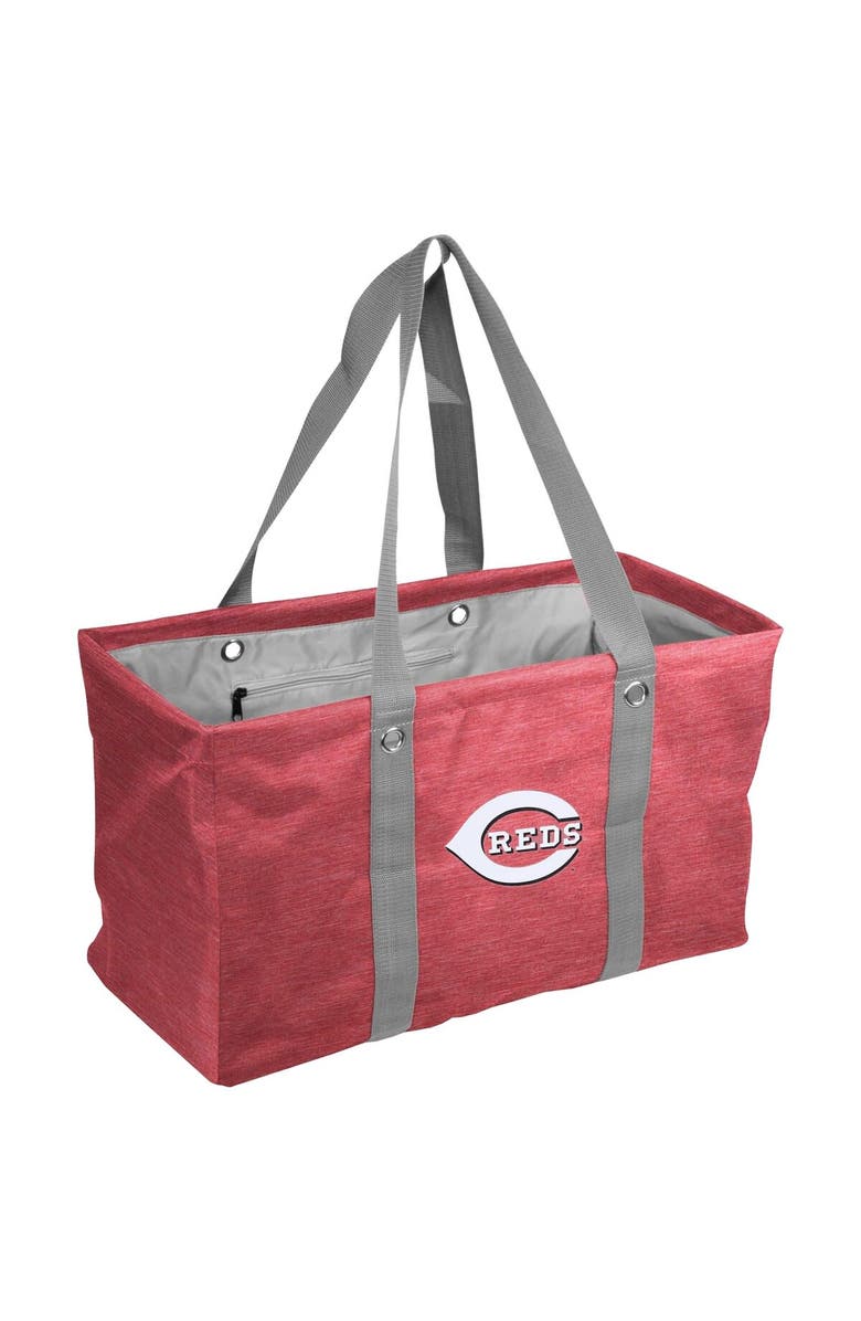 LOGO BRANDS Cincinnati Reds Crosshatch Picnic Caddy Tote Bag, Main, color,