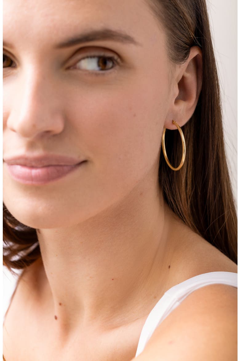 14K Gold Hoop Earrings, Alternate, color, YELLOW